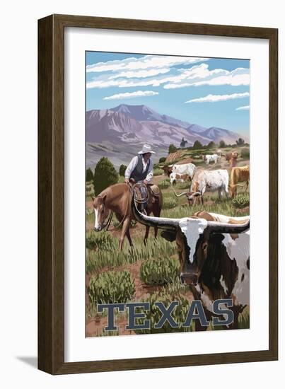 Texas - Longhorns-Lantern Press-Framed Art Print