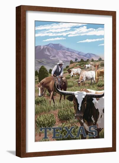 Texas - Longhorns-Lantern Press-Framed Art Print