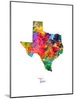 Texas Map-Michael Tompsett-Mounted Art Print