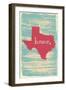 Texas Nostalgic Rustic Vintage State Vector Sign-one line man-Framed Art Print