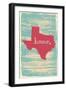 Texas Nostalgic Rustic Vintage State Vector Sign-one line man-Framed Art Print