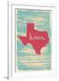 Texas Nostalgic Rustic Vintage State Vector Sign-one line man-Framed Art Print