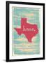 Texas Nostalgic Rustic Vintage State Vector Sign-one line man-Framed Art Print