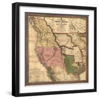 Texas, Oregon, and California - Vintage Map-Lantern Press-Framed Art Print