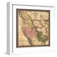 Texas, Oregon, and California - Vintage Map-Lantern Press-Framed Art Print