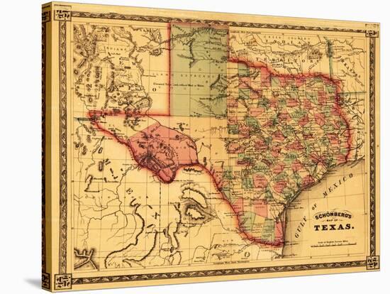 Texas - Panoramic Map-Lantern Press-Stretched Canvas