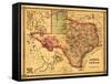 Texas - Panoramic Map-Lantern Press-Framed Stretched Canvas