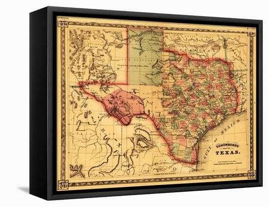 Texas - Panoramic Map-Lantern Press-Framed Stretched Canvas