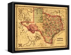 Texas - Panoramic Map-Lantern Press-Framed Stretched Canvas