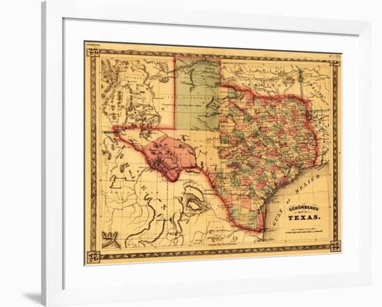 Texas - Panoramic Map-Lantern Press-Framed Art Print