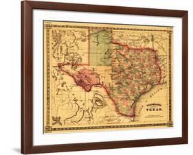 Texas - Panoramic Map-Lantern Press-Framed Art Print