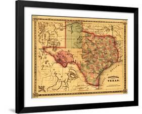 Texas - Panoramic Map-Lantern Press-Framed Art Print