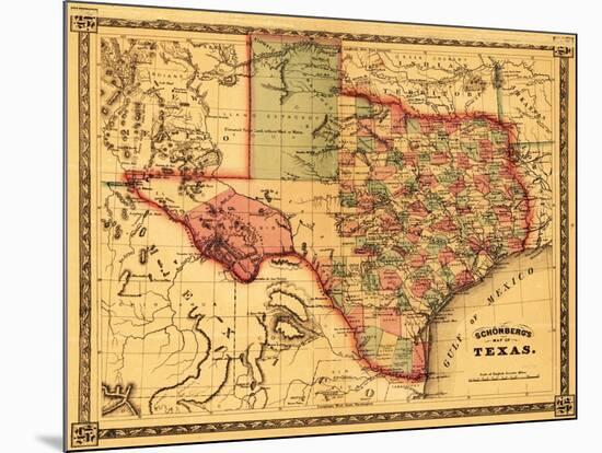 Texas - Panoramic Map-Lantern Press-Mounted Art Print