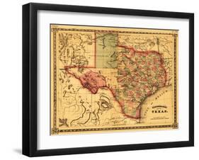 Texas - Panoramic Map-Lantern Press-Framed Art Print