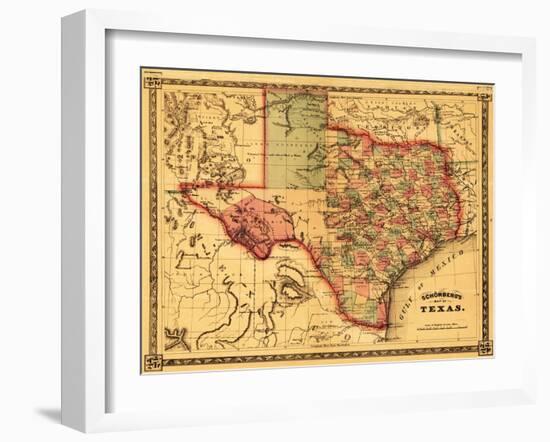 Texas - Panoramic Map-Lantern Press-Framed Art Print