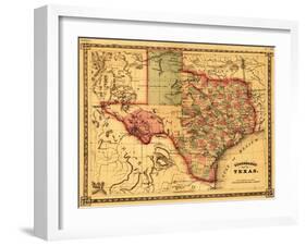 Texas - Panoramic Map-Lantern Press-Framed Art Print