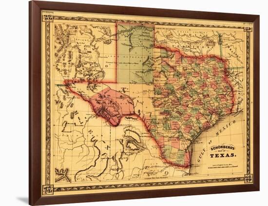 Texas - Panoramic Map-Lantern Press-Framed Art Print