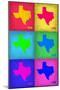 Texas Pop Art Map 1-NaxArt-Mounted Art Print
