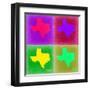 Texas Pop Art Map 2-NaxArt-Framed Art Print