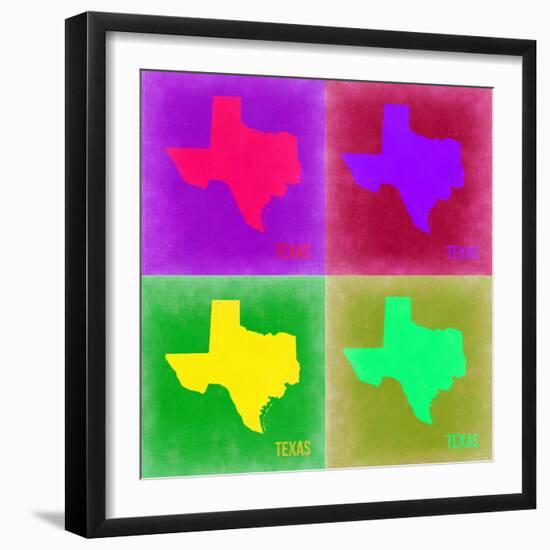 Texas Pop Art Map 2-NaxArt-Framed Art Print