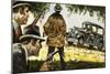 Texas Rangers Ambush a Car Driven by Bonnie and Clyde-null-Mounted Giclee Print