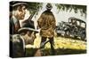 Texas Rangers Ambush a Car Driven by Bonnie and Clyde-null-Stretched Canvas