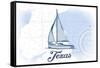 Texas - Sailboat - Blue - Coastal Icon-Lantern Press-Framed Stretched Canvas