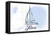 Texas - Sailboat - Blue - Coastal Icon-Lantern Press-Framed Stretched Canvas