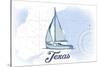 Texas - Sailboat - Blue - Coastal Icon-Lantern Press-Stretched Canvas
