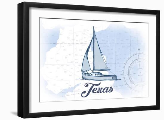 Texas - Sailboat - Blue - Coastal Icon-Lantern Press-Framed Art Print