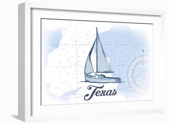 Texas - Sailboat - Blue - Coastal Icon-Lantern Press-Framed Art Print