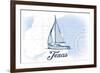 Texas - Sailboat - Blue - Coastal Icon-Lantern Press-Framed Art Print