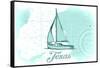 Texas - Sailboat - Teal - Coastal Icon-Lantern Press-Framed Stretched Canvas
