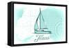 Texas - Sailboat - Teal - Coastal Icon-Lantern Press-Framed Stretched Canvas