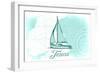 Texas - Sailboat - Teal - Coastal Icon-Lantern Press-Framed Art Print