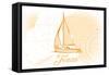 Texas - Sailboat - Yellow - Coastal Icon-Lantern Press-Framed Stretched Canvas