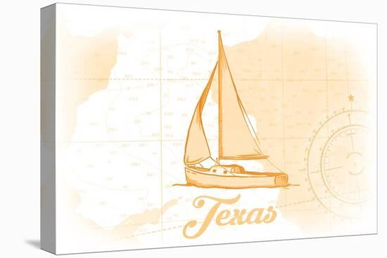 Texas - Sailboat - Yellow - Coastal Icon-Lantern Press-Stretched Canvas