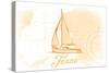 Texas - Sailboat - Yellow - Coastal Icon-Lantern Press-Stretched Canvas