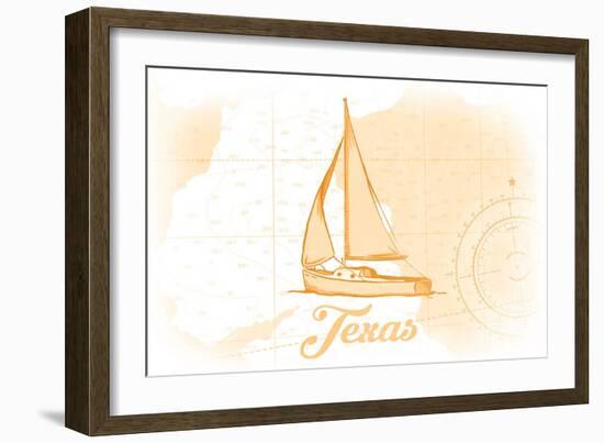 Texas - Sailboat - Yellow - Coastal Icon-Lantern Press-Framed Art Print