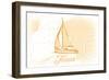 Texas - Sailboat - Yellow - Coastal Icon-Lantern Press-Framed Art Print