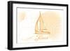 Texas - Sailboat - Yellow - Coastal Icon-Lantern Press-Framed Art Print