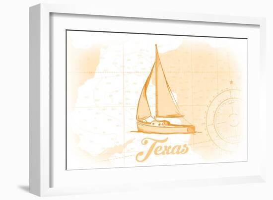 Texas - Sailboat - Yellow - Coastal Icon-Lantern Press-Framed Art Print