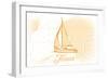 Texas - Sailboat - Yellow - Coastal Icon-Lantern Press-Framed Art Print