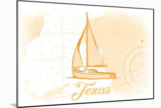 Texas - Sailboat - Yellow - Coastal Icon-Lantern Press-Mounted Art Print