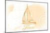 Texas - Sailboat - Yellow - Coastal Icon-Lantern Press-Mounted Art Print