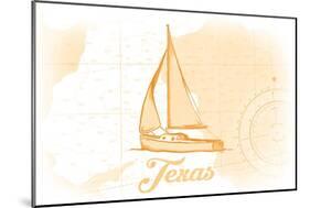 Texas - Sailboat - Yellow - Coastal Icon-Lantern Press-Mounted Art Print