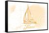 Texas - Sailboat - Yellow - Coastal Icon-Lantern Press-Framed Stretched Canvas