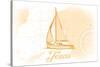 Texas - Sailboat - Yellow - Coastal Icon-Lantern Press-Stretched Canvas