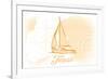 Texas - Sailboat - Yellow - Coastal Icon-Lantern Press-Framed Art Print