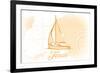 Texas - Sailboat - Yellow - Coastal Icon-Lantern Press-Framed Art Print